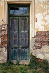 old wooden door in old house