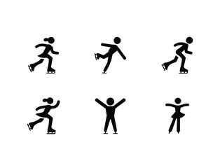 Ice skating moves icon vector in black color with white background.