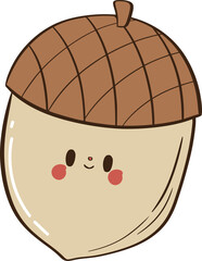 Cute Smiling Acorn Autumn Forest Character