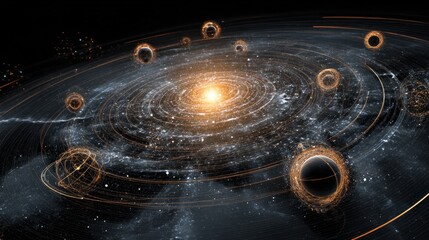 Awe-Inspiring Cosmic View of a Vibrant Solar System with Bright Stars and Circling Planets