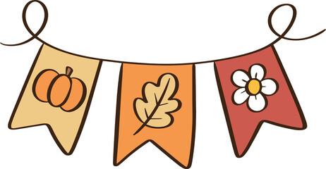 Autumn Bunting Banner Cute Fall Party Decoration Illustration