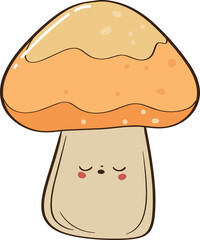 Cute Mushroom Character Autumn Forest Nature Illustration