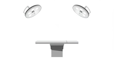 Illustration of an operating room with surgical lights and a patient table