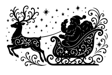 santa claus with reindeer. vector illustration