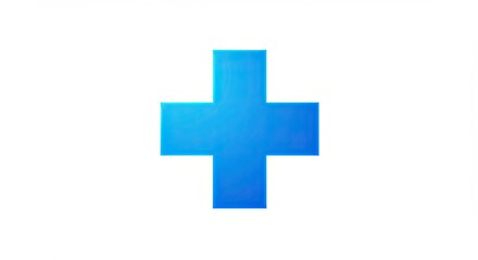Isolated blue cross symbol on a white background, representing health and medicine.