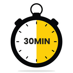 30‑Minute Countdown Timer Icon — Flat Stopwatch