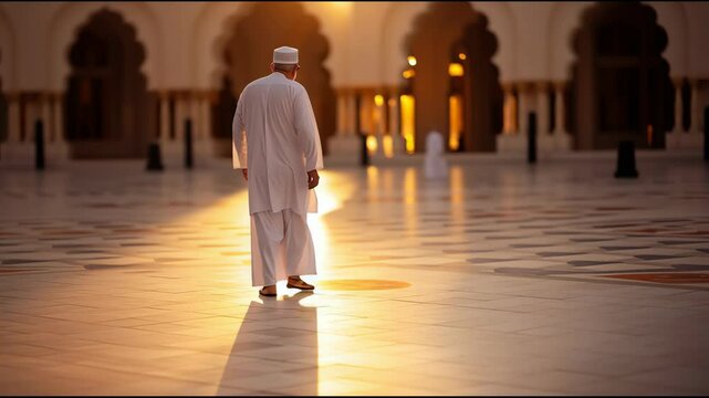 muslim man walking to masjid