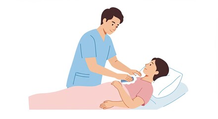 Medical professional checking a patient's health laying in bed with a stethoscope.