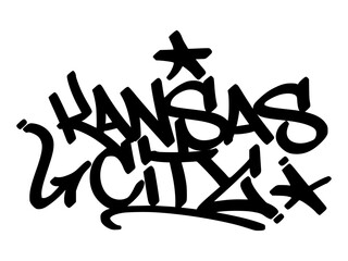 Kansas City graffiti tag in bold black lettering on transparent background. Rhythmic energy and bold strokes great for design with cultural and music vibes © dirtyfellas