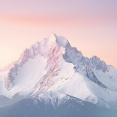 Obraz premium Majestic Snow-Capped Mountain Peak Under Soft Sunlight Glow
