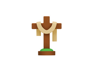 cross and shawl icon 3d illustration render