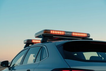a car with a light on the roof and a light on the roof, with empty blank space for text copy space or mockup design, high detail, 8k