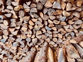 Cut firewood in stack