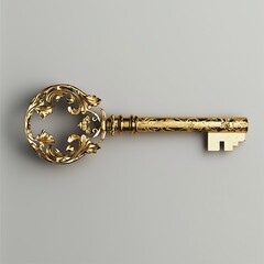 Ornate gold key decorative design