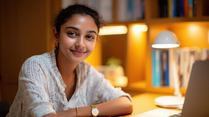 teenage sitting at study table