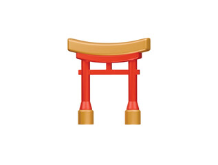 chinese temple gate icon 3d illustration render