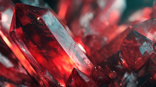 Closeup red crystal cluster detail