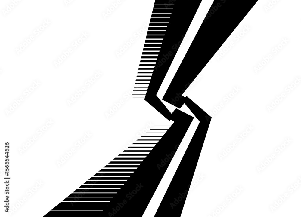 Poster vector vertical pattern of thick broken black lines on a white background. dividing design element, 