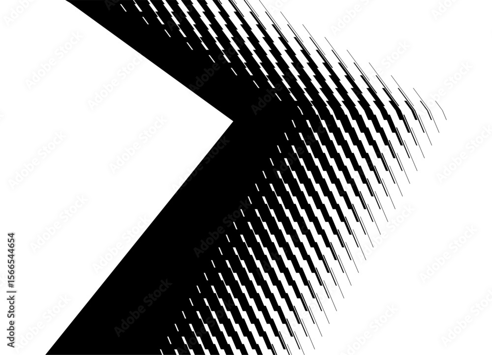 Poster abstract vector arrow from abstract black pixels on white background. sports design element, directi