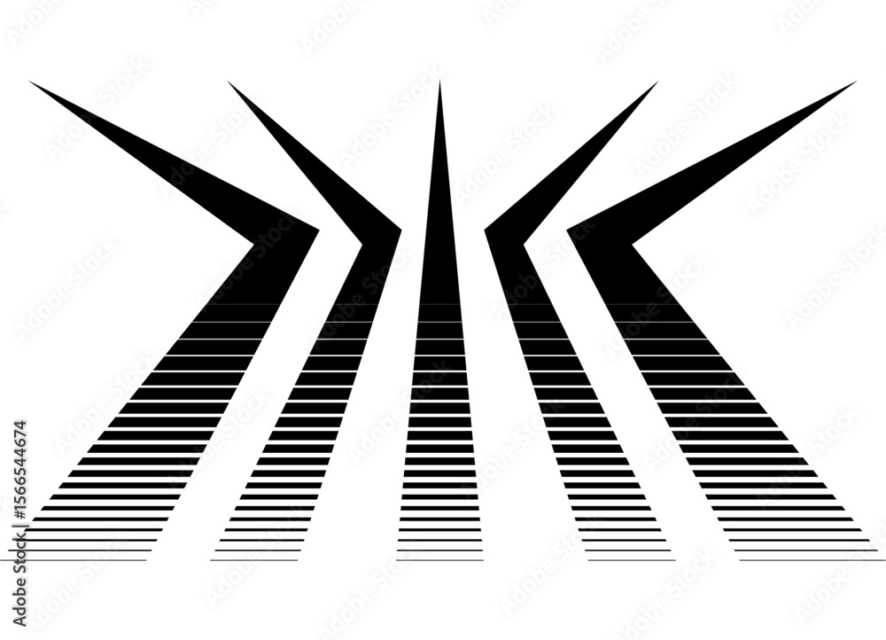 Poster vector symmetrical pattern of broken black lines on a white background. sharp sport design element, 