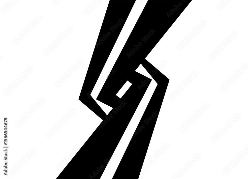 Poster vector vertical pattern of thick broken black lines on white background. design element, modern vect