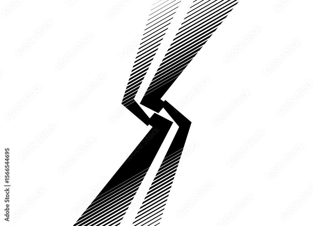 Aufkleber vector vertical pattern of thick broken black lines on white background. striped design element, mod