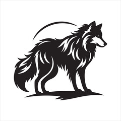 Elegant Black Wolf Silhouette Design - Modern Minimalist Animal Art for Digital and Print