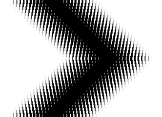 Vector arrow from abstract black pixels on white background. Sports Design Element, Direction Indicator. Halftone, Clusters. Game. Navigation