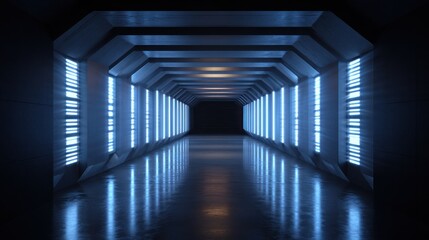 Fototapeta premium Futuristic Neon Corridor: A Cyberpunk-esque Digital Tunnel