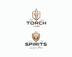 Obraz premium Spirit fire flame torch logo template for business company