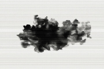 Smoke-like ink cloud over horizontal grain lines