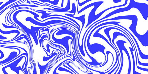Blue wavy lines abstract background. Trendy psychedelic retro style backdrop. Waves, swirl and twirl pattern. Twisted distorted vector texture. Y2k aesthetic design