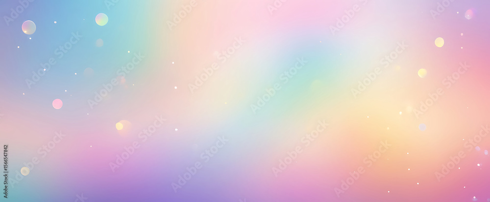 Poster dreamy pastel gradient background with soft bokeh lights, floating bubbles, and smooth color transit