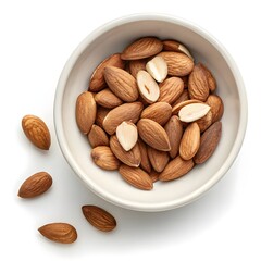 Bowl of Natural Almonds in Shells, Healthy Organic Snack