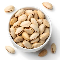 Bowl of Natural Almonds in Shells, Healthy Organic Snack