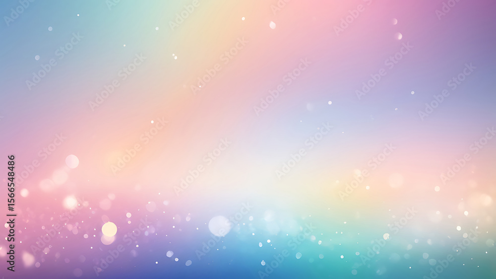 Poster dreamy pastel gradient background with soft bokeh lights, floating bubbles, and smooth color transit