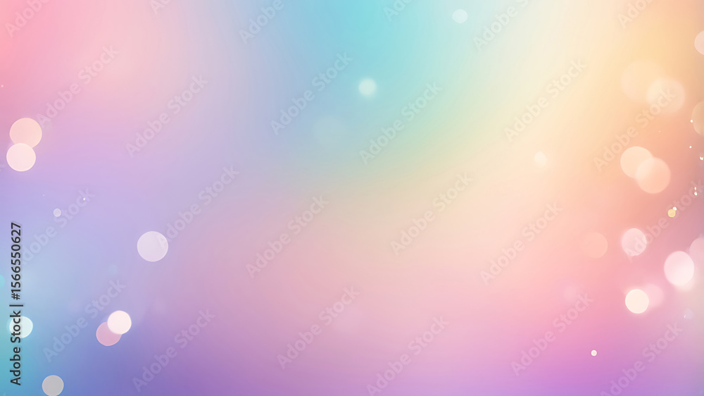 Poster dreamy pastel gradient background with soft bokeh lights, floating bubbles, and smooth color transit