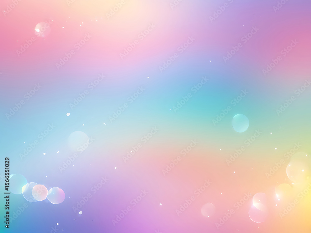 Poster dreamy pastel gradient background with soft bokeh lights, floating bubbles, and smooth color transit