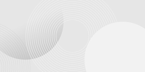 White geometric abstract background overlap layer on bright space with lines effect decoration. Modern graphic design element circles style concept for banner, modern vector arts.