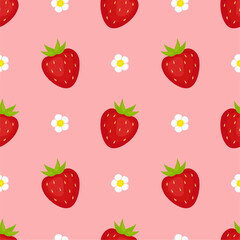 Seamless pattern with cute strawberry.