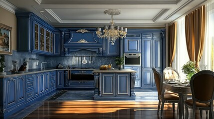 design elegant blue kitchen