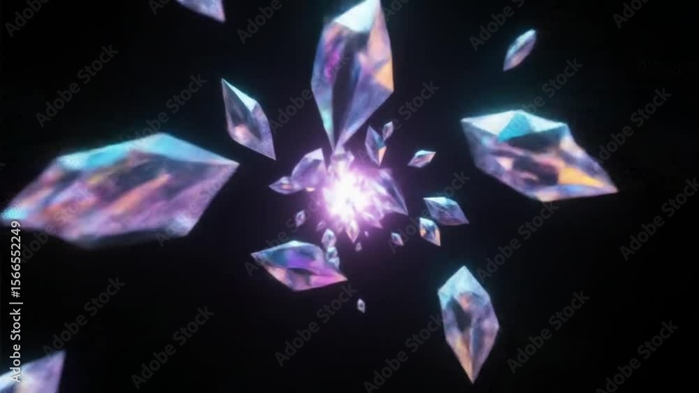 Aufkleber crystalline 3d explosion of multicolored shards in motion, forming a dazzling abstract display suita
