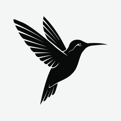 Stylized teal hummingbird in flight, minimalist vector design with clean lines, abstract form, and white background. Ideal for modern decor, branding, and graphic projects.