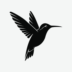 Stylized teal hummingbird in flight, minimalist vector design with clean lines, abstract form, and white background. Ideal for modern decor, branding, and graphic projects.