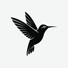 Obraz premium Stylized teal hummingbird in flight, minimalist vector design with clean lines, abstract form, and white background. Ideal for modern decor, branding, and graphic projects.