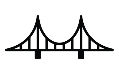 Obraz premium A minimalist black and white icon illustration of a suspension bridge