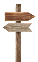 close up of a wooden sign on white background