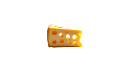 A Wedge of Swiss Cheese with Bite Mark on Transparent Background