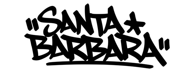 Santa Barbara graffiti tag in bold black lettering on transparent background. Clean coastal style with artistic flair ideal for calm creative design