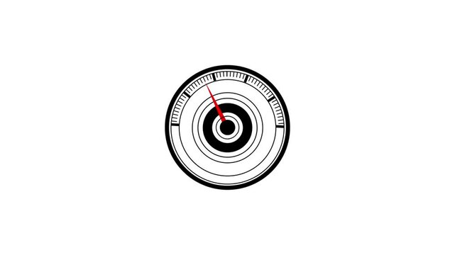Digital speed meter animation, Speedometer Display speedometer HUD UI element animation on white screen.Auto car circle control dashboard design. digital display download drive element fast meter.